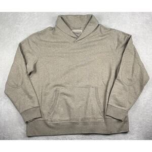 LL Bean Pullover Mens Sz XXL Beige Tight Knit Shawl Collar Fisherman Sweater